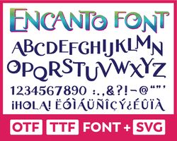 encanto font alphabet otf ttf svg digital download letters numbers  includes accents and punctuation! abecedario encanto