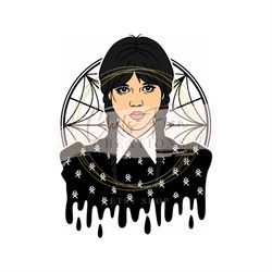 wednesday addams spider web drip svg, jenna ortega svg, addams family svg, nevermore academy svg, cricut use, silhouette