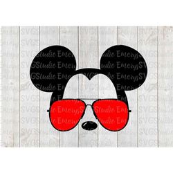 svg dxf png dxf file for mickey with aviator sunglasses with colored lenses