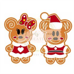 christmas mickey boy mouse gingerbread minnie girl mouse svg, png, dxf, eps files, cut files, cricut