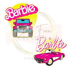 barbi pink car come on barbi babe let's go party jeep convertible layered bundle svg, png, eps, dxf files cricut use sil