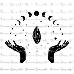 mystical moon hands, mystical moon hands svg, mystical svg, spiritual gift, vinyl sticker, moon svg, magical svg, cut fi