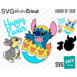 Happy Easter Cartoon character SVG, Cricut svg, Clipart, Layered SVG, Files for Cricut, Cut files, Silhouette, T Shirt,