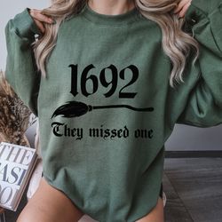 vintage salem 1692 they missed one sweatshirt, retro salem massachusetts halloween crewneck, witchy woman shirt