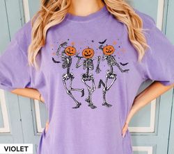 skeleton halloween shirt, halloween sweatshirt, pumpkin shirt, fall sweatshirt spooky season tshirt, fall shirts for wom