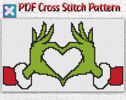 grinch cross stitch pattern / christmas cross stitch pattern / disney cross stitch chart / new year instant pdf chart