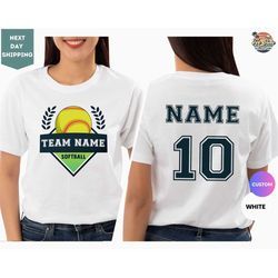 custom softball shirts, softball numbers shirt, personalized softball tees, game team tee, game day gift