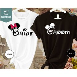 bride and groom shirts, matching bachelorette party tee, disney wedding shirt, couple matching, disney honeymoon