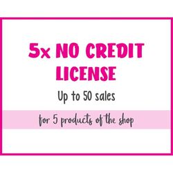 5x no credit license - up to 50 sales - license valid for 5 products of the shop