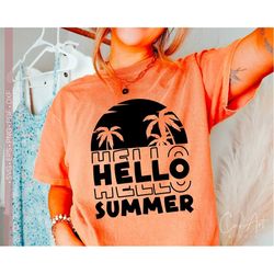 Hello Summer Svg Png, Beach Shirt Design Cut File for Cricut, Silhouette Eps Dxf Pdf, Summer Life Vinly Decal, Iron On T