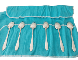 TIFFANY & CO FANEUIL 6 spoons set in sterling silver 925 demitasse teaspoons cm11 inches 4 3/8" silverware cutlery No en