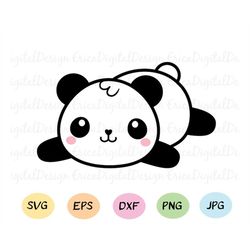 cute baby panda layered svg kawaii panda lying down cut file funny cartoon cutting cuttable vector eps dxf silhouette ca