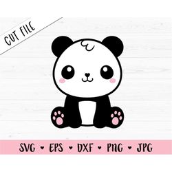 cute baby panda layered svg kawaii panda cut file cartoon panda cutting kids cuttable animal vector dxf silhouette cameo