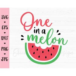 one in a melon svg 1st first birthday cutting file funny watermelon cut file summer beach fruit silhouette cricut vinyl