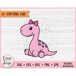 baby dinosaur girl layered svg cut file cricut silhouette cute brontosaurus dino clipart png jurassic animal toddler shi