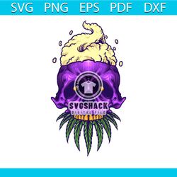 skull weed smoke cannabis leaf svg, cannabis svg, purple skull svg