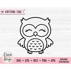 owl outline svg cute owl cut file baby shower girl shirt bodysuit sweet owl kawaii bird kids silhouette cricut vinyl dec