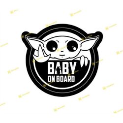 baby on board, grogu, baby yoda,  star wars mandalorian | svg png | silhouette cricut cutting ready instant download