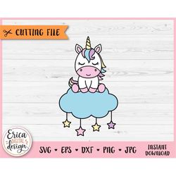 baby unicorn layered svg cut file for cricut silhouette cute unicorn on cloud clipart png magical unicorn baby shower ne