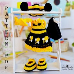 clothes "bee" for toys bunny or bear amigurumi crochet pattern