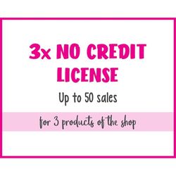 3x no credit license - up to 50 sales - license valid for 3 products of the shop