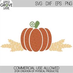 fall pumpkin svg - wheat svg - harvest svg - thanksgiving svg - fall clip art - barley svg - pumpkin clip art - svg eps