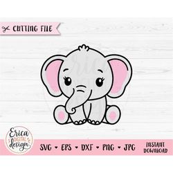 baby elephant svg cute elephant cut file sweet elephant baby shower boy girl shirt bodysuit kawaii animal silhouette cri