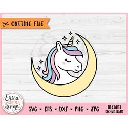 cute unicorn layered svg cut file for cricut silhouette magical unicorn on moon clipart png baby shower baby bodysuit nu