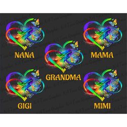 Personalized Grandma Mama Heart PNG, Infinity Hearts Custom Png, Custom Kids Names Png, Grandma Mom Nana Mama Cut File D