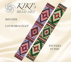 bead loom pattern, rhythm loom bracelet bead pattern bead bracelet loom design in pdf pattern - instant download