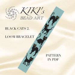 bead loom pattern black cats ii. loom bracelet bead pattern bead loom design pdf pattern - instant download