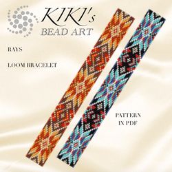 bead loom pattern, rays loom bracelet bead pattern, bead bracelet loom design in pdf pattern - instant download