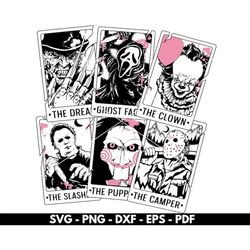 horror characters tarot card svg, horror svg, horror friends svg, halloween svg, cricut cut files, instant download