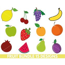 fruit svg bundle, tropical fruits svg, fruit clipart, watermelon, lemon, orange, apple, cricut,instant download