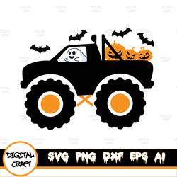 halloween monster truck editable design, ghost monster truck svg, pumpkin monster truck svg, boys halloween svg, kids cl
