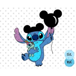 stitch svg, mouse head balloon svg, stitch park outfit svg, ohana svg