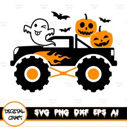 halloween ghost pumpkin monster truck, halloween pumpkin truck svg, png, monster truck, pumpkin crusher smasher, ghost m