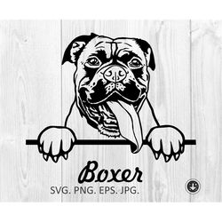 boxer svg,peeking boxer dog breed,boxer with tongues,cute funny boxer,head,color,clipart,vector,cricut,print file,downlo