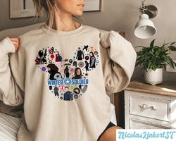 mickey marvel sweatshirt, bucky barnes hoodie, winter soldier shirt, avengers mickey head, superhero shirt, marvel aveng