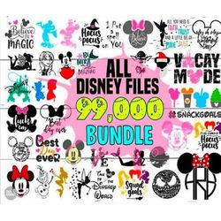 the ultimate 99k files disney svg bundle, incled more svg gifts