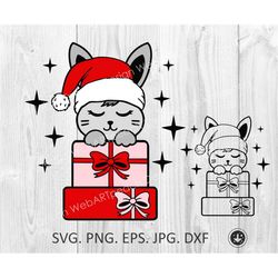 Bunny Santa Hat SVG, Rabbit svg, Bunny Svg, Christmas gift svg, Bunny face Svg, Christmas Animals svg,Animal Santa Svg C