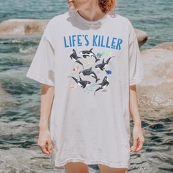 lifes killer, orca whale shirt, killer whales graphic tee, watercolor whale