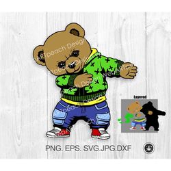 teddy bear dancing svg png , dtg print instant download, t-shirt sublimation digital file free download layered file,coo