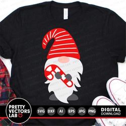 christmas svg, christmas gnome svg, gnome with candy cane svg, dxf, eps, png, holiday cut files, christmas shirt design,