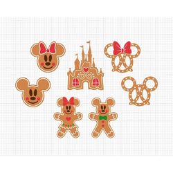 Christmas Bundle, Mickey Minnie Mouse, Gingerbread Cookies, Holiday, Castle, Svg and Png Formats, Cut, Cricut, Silhouett