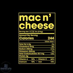 nutrition mac n cheese svg, trending svg, nutrition svg, calories 244 svg