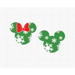 Christmas 2023, Mickey Minnie Head, Snowflakes, Svg and Png Formats, Cut, Cricut, Silhouette, Instant Download