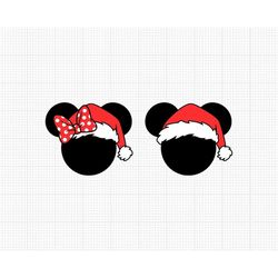 Christmas Santa Hat, Mickey Minnie Mouse, Couple, Matching, Svg and Png Formats, Cut, Cricut, Silhouette, Instant Downlo