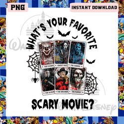 whats your favorite scary movie png, horror characters tarot card png, the clown the camper ghostfac