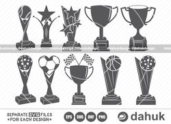 award trophies svg, trophy cup svg, sports award clipart, award trophies bundle, award svg, trophy vector, cut file for